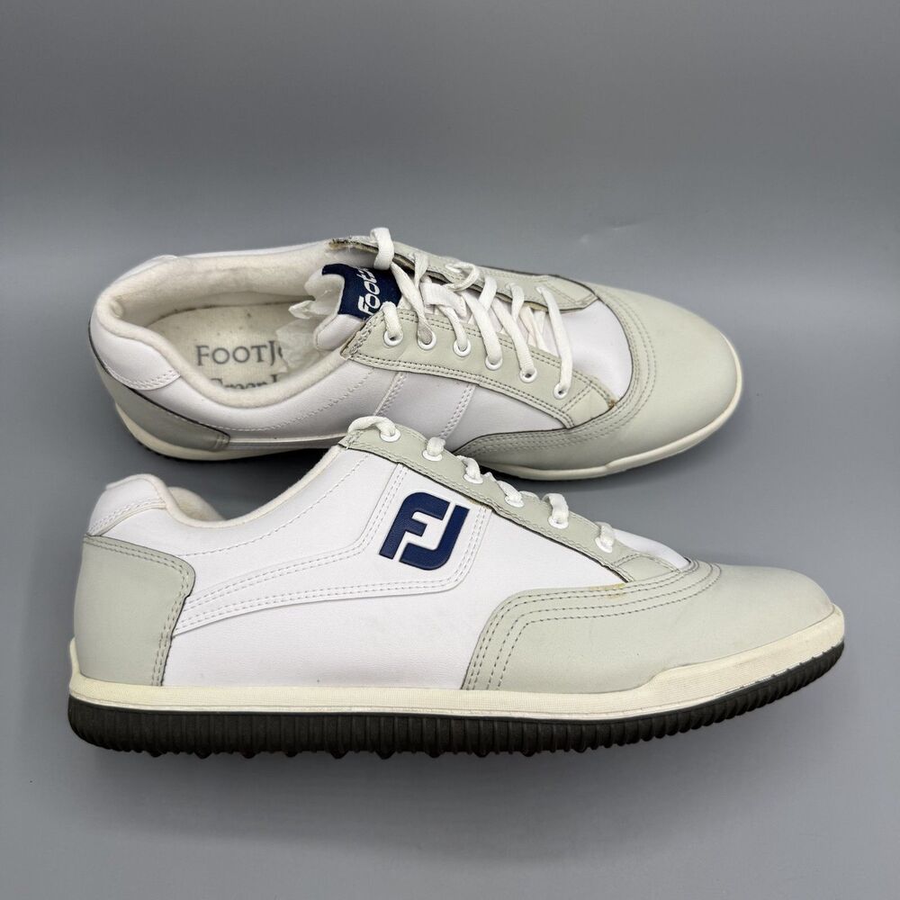 FootJoy Green Joys Mens Spikeless Golf Shoes White Gray mens Size 10M